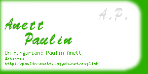 anett paulin business card